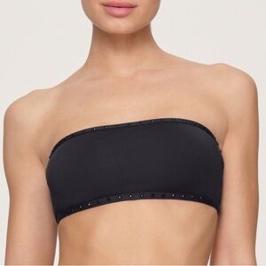 New SKIMS Rhinestone Swim Bandeau Bikini Top Onyx Plus Size 4X